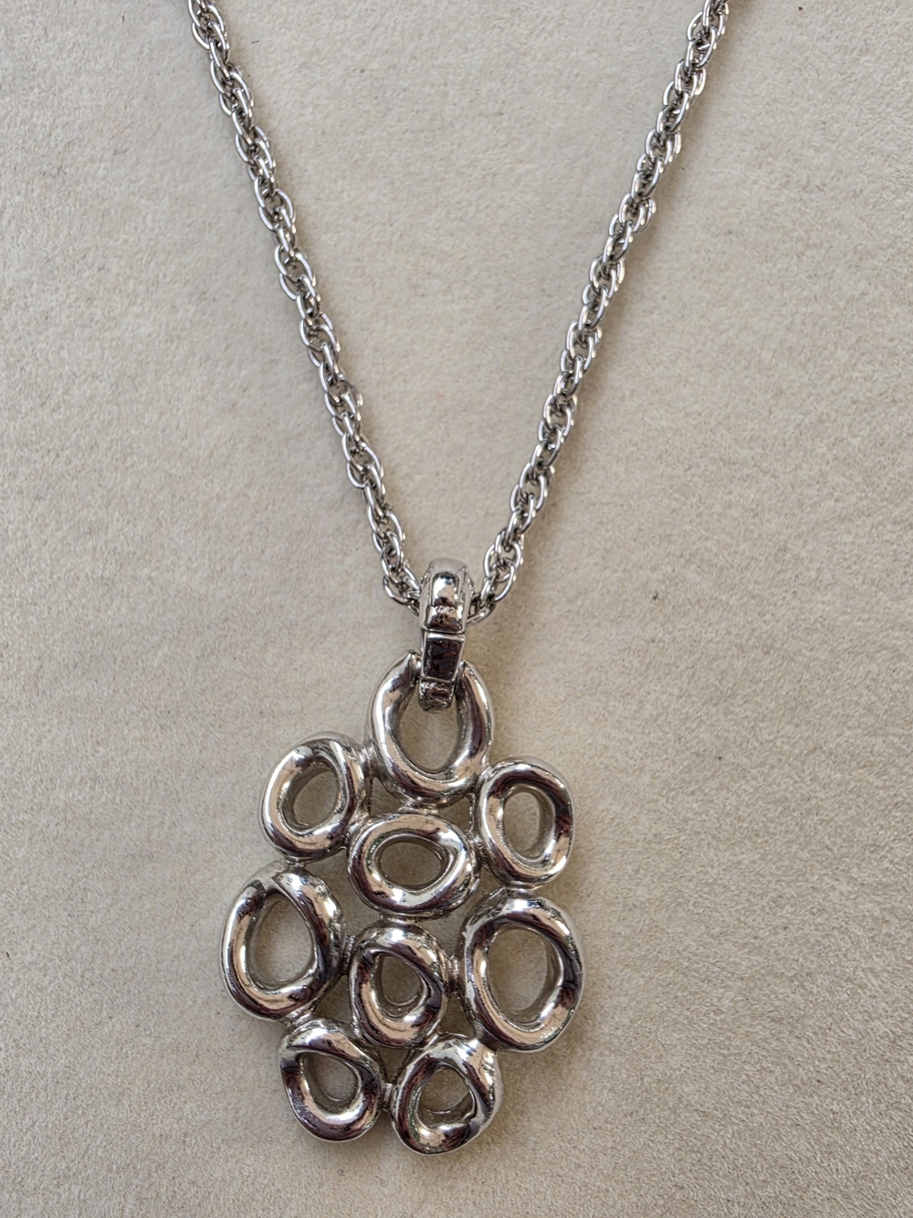 D'Orlan: Silver-tone Organic Bubble Pendant Necklace